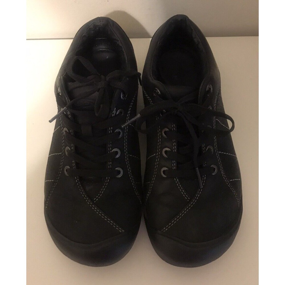 KEEN Women's Presidio Black Leather Walking Hiking Sneakers Shoes Size 7.5
